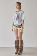 Sheriff Cut Out Tee Misty Blue